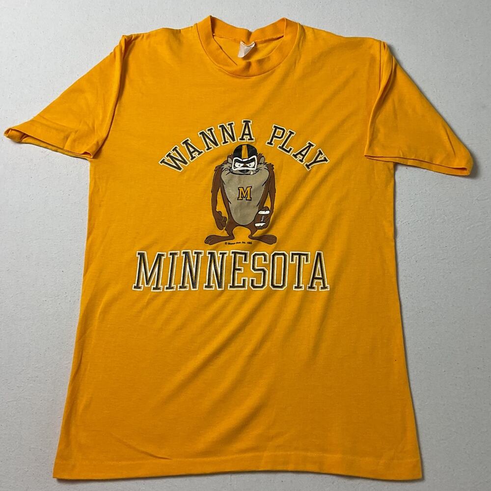 Vintage Wanna Play Minnesota Football Team Yellow Mens One Size T Shirt